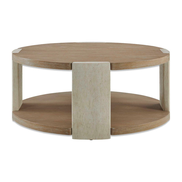 Maulet Round Coffee Table Off-White / Oak - Light Brown / Beige by Uttermost - View 1