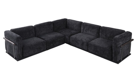 120' length , Fashionable modular sofa with iron and wood frame chenille sofa, black ,uitable for living room - sold by Home Elegance USA