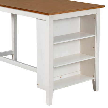 TOPMAX Rustic Farmhouse Dining Room Wooden Bar Table Set with Stools and Chairs, White, Rubberwood and MDF - sold by Home Elegance USA