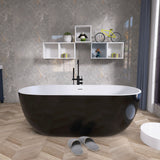 65" Acrylic Free Standing Tub - Classic Oval Shape Soaking Tub, Adjustable Freestanding Bathtub with Integrated Slotted Overflow and Chrome Pop - up Drain Anti - clogging Black - W99567093 - image - 1