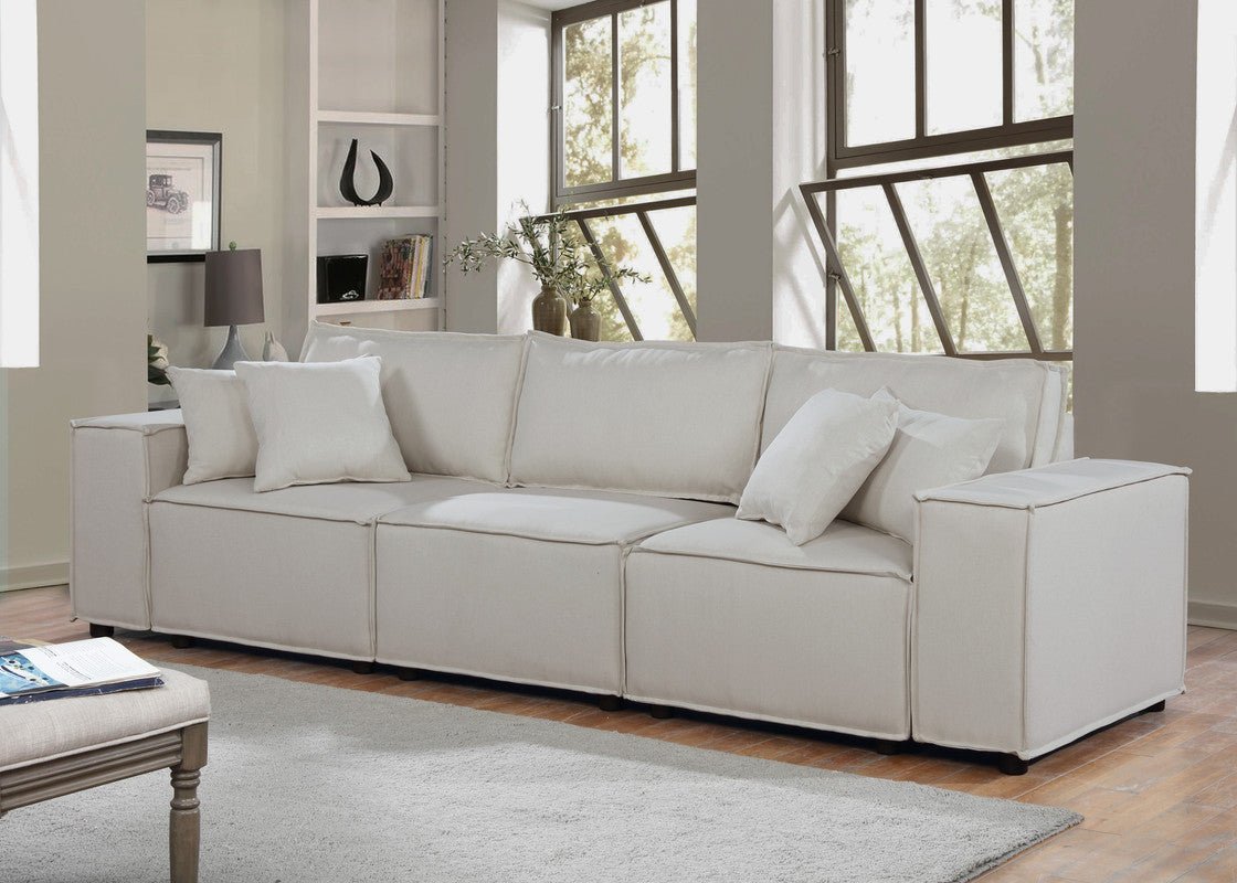 Annabel Sofa in Beige Linen | Home Elegance USA