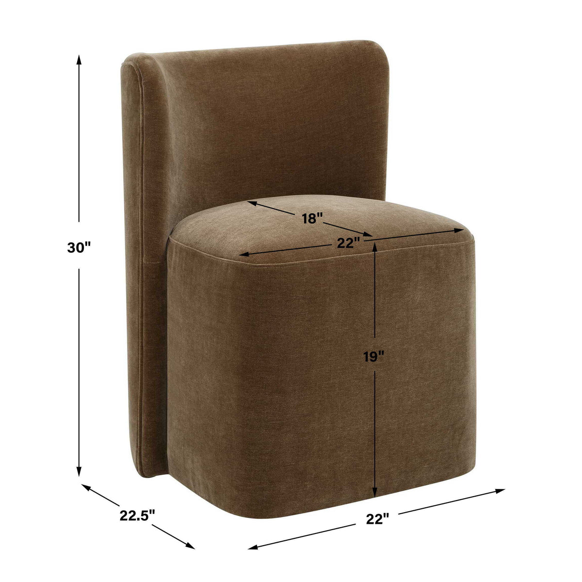 Outlook Modern Velvet Dining Chair - Dark Brown by Uttermost - View 9