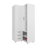 FM FURNITURE Thatcher Armoire- wardrobe, shoe storage, Open Storage and 2 - drawer, White - sold by Home Elegance USA