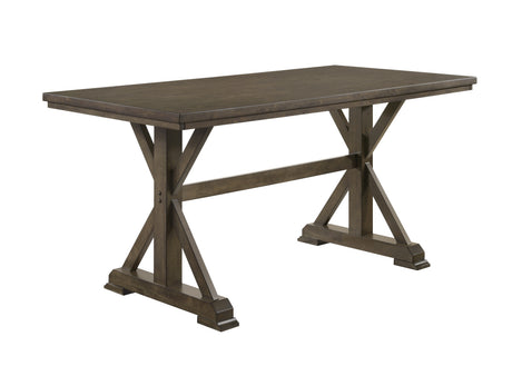 5pc Counter Height Dining Set Beautifully Crafted Dining Table Robust Trestle Base Upholstered Chair Rich Wood Finish Natural Charm Dining Room Furniture Rustic Brown - sold by Home Elegance USA