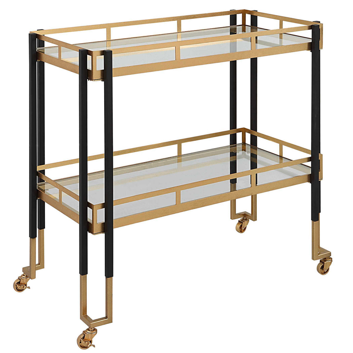 Kentmore Modern Bar Cart - Gold / Black by Uttermost - View 4