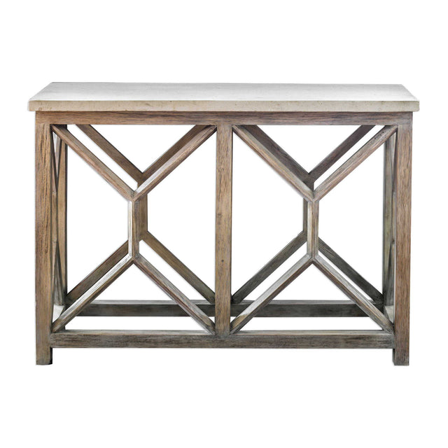 Catali Stone Console Table Ivory - Light Brown by Uttermost - View 1