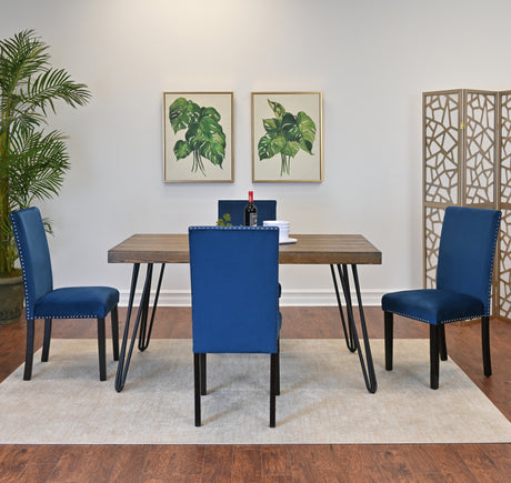 Ashzo 5-Piece Dining Set, Hairpin Dining Table with 4 Chairs, 3 Color Options - sold by Home Elegance USA