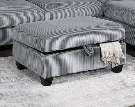 Contemporary 3pc Sectional Set Fog Color Corduroy Couch LAF Sofa RAF Chaise Ottoman L-Sectional Living Room - sold by Home Elegance USA