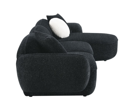 Lucifer Black & White Shimmer Fabric Sectional Sofa w/3 Pillows - sold by Home Elegance USA