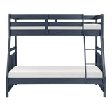 Bunk Bed Twin Over Full Navy Blue Finish Sturdy Wood Frame Guard Rails Youth Bedroom Furniture 1pc - sold by Home Elegance USA