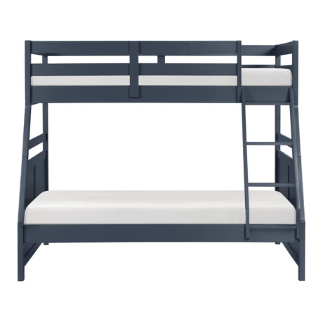 Bunk Bed Twin Over Full Navy Blue Finish Sturdy Wood Frame Guard Rails Youth Bedroom Furniture 1pc - sold by Home Elegance USA