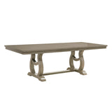 Classic Traditional Trestle Base Dining Table with Removable Self-Storing Leaf Dining Room Furniture 1pc