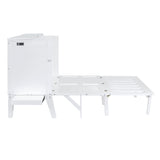 Queen Size Murphy Bed with USB Port and removable Shelves on Each Side,White - Home Elegance USA