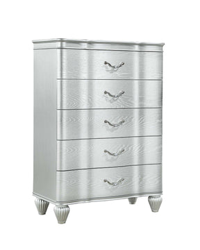 Landmark Traditional Style 5-Drawer Chest With metal drawer pulls Made with Wood in Silver same as G150109013 (NJ inventory)