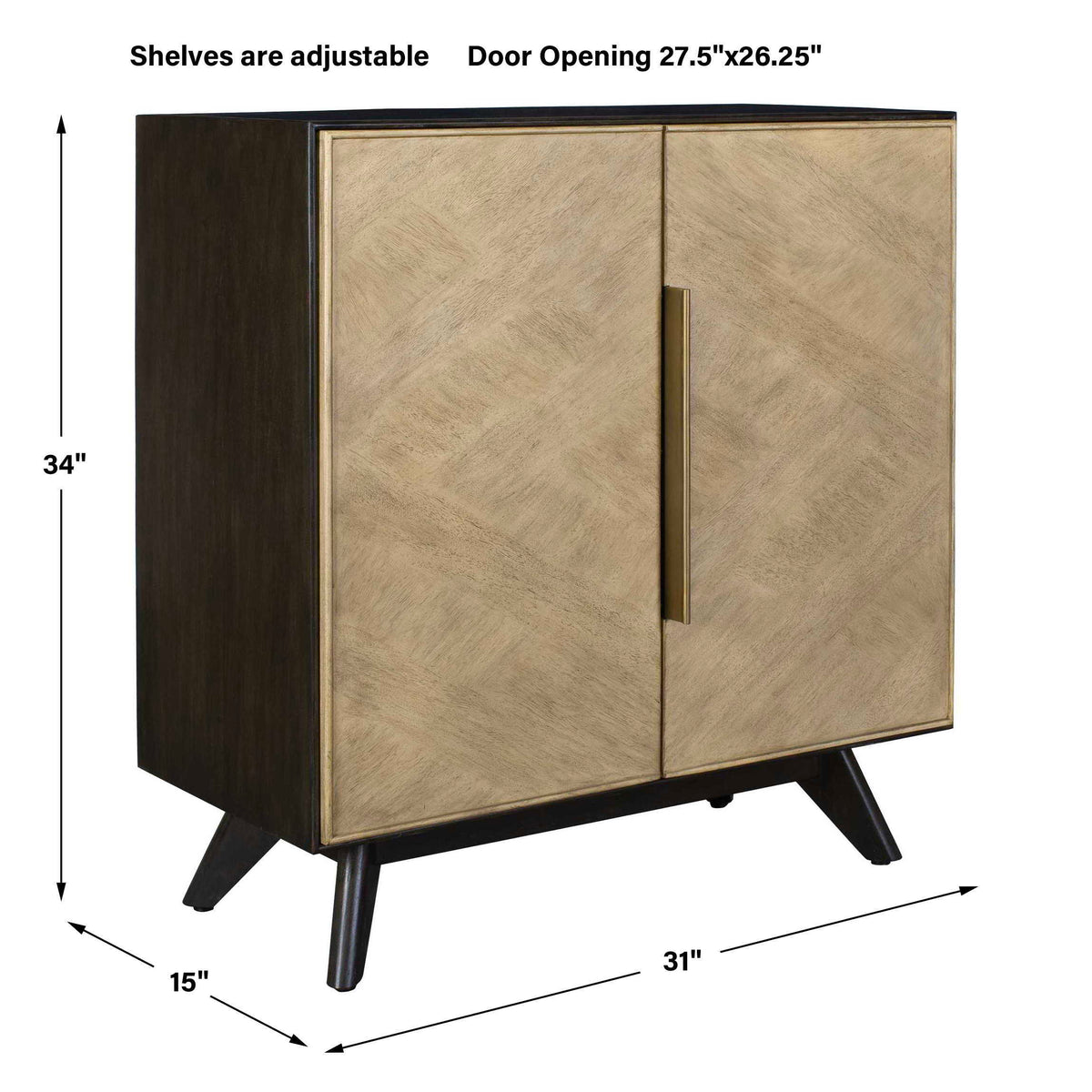 Reina Modern 2 Door Cabinet Woodtone - Light Brown by Uttermost - View 10