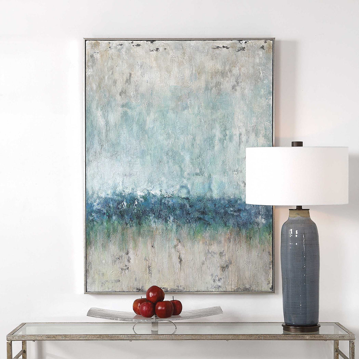 Tidal Wave Abstract Art - Blue / Light Brown by Uttermost - View 2