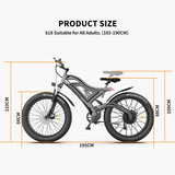 AOSTIRMOTOR S18 26" 750W Electric Bike Fat Tire 48V 15AH Removable Lithium Battery for Adults - S18 - GREY - Home Elegance USA - 3