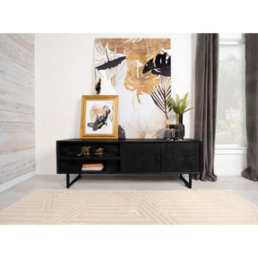 Manaya Charcoal Black 2-Door TV Stand - sold by Home Elegance USA