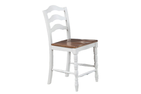 White 5-Pc Counter Height Dining Set Dining Table 4 x Chairs Natural wood Grain Look Table Top Classic Dining Room - sold by Home Elegance USA