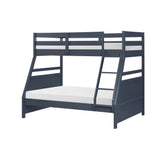Bunk Bed Twin Over Full Navy Blue Finish Sturdy Wood Frame Guard Rails Youth Bedroom Furniture 1pc - sold by Home Elegance USA
