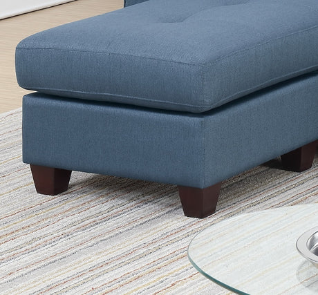 Blue Color Glossy Polyfiber Tufted Cushion Couch Sectional Sofa Chaise Living Room Furniture Reversible Sectionals Chaise - sold by Home Elegance USA