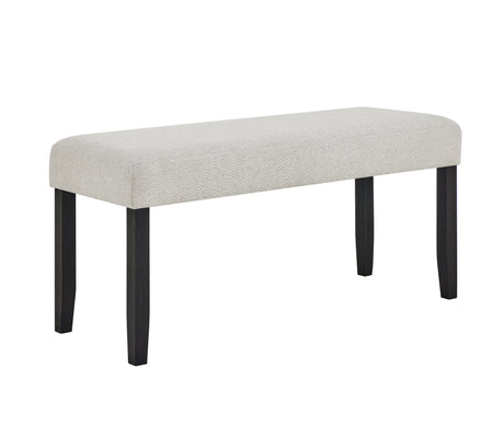 6pc Dining Set Contemporary Style White Faux Marble Rectangular Table Full Back Upholstered Chairs Bench Light Gray Black Finish Dining Room Wooden Furniture - sold by Home Elegance USA