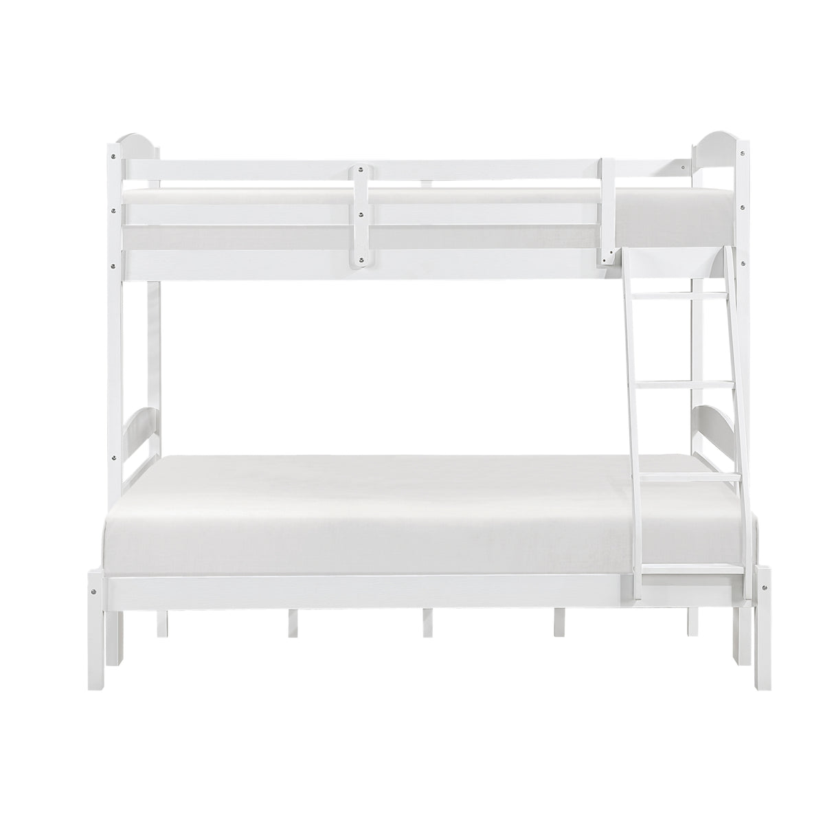 Twin over Full Bunk Bed with Guard Rails 1pc Sturdy Wood Frame White Finish Youth Bedroom Furniture - sold by Home Elegance USA