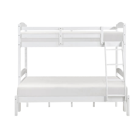 Twin over Full Bunk Bed with Guard Rails 1pc Sturdy Wood Frame White Finish Youth Bedroom Furniture - sold by Home Elegance USA