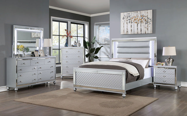 Calandria - 5 Piece Queen Bedroom Set With Chest - Silver | Home Elegance USA