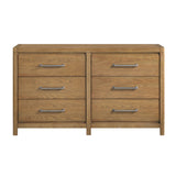 Light Brown Finish 6-Drawer Dresser Modern Bedroom Furniture 1pc
