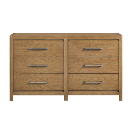 Light Brown Finish 6-Drawer Dresser Modern Bedroom Furniture 1pc