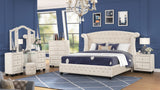 Crystal Tufted King 5 Pc Vanity Bedroom Set Made with Wood in Cream