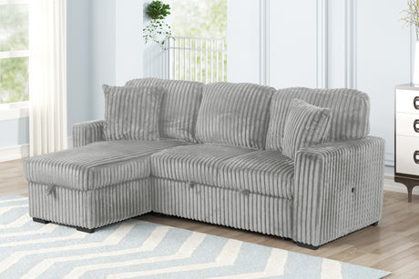 Plush Sectional Sofa W/ Pull Out Sleeper made with Velvet fabric- Gray (CA inventory) - sold by Home Elegance USA