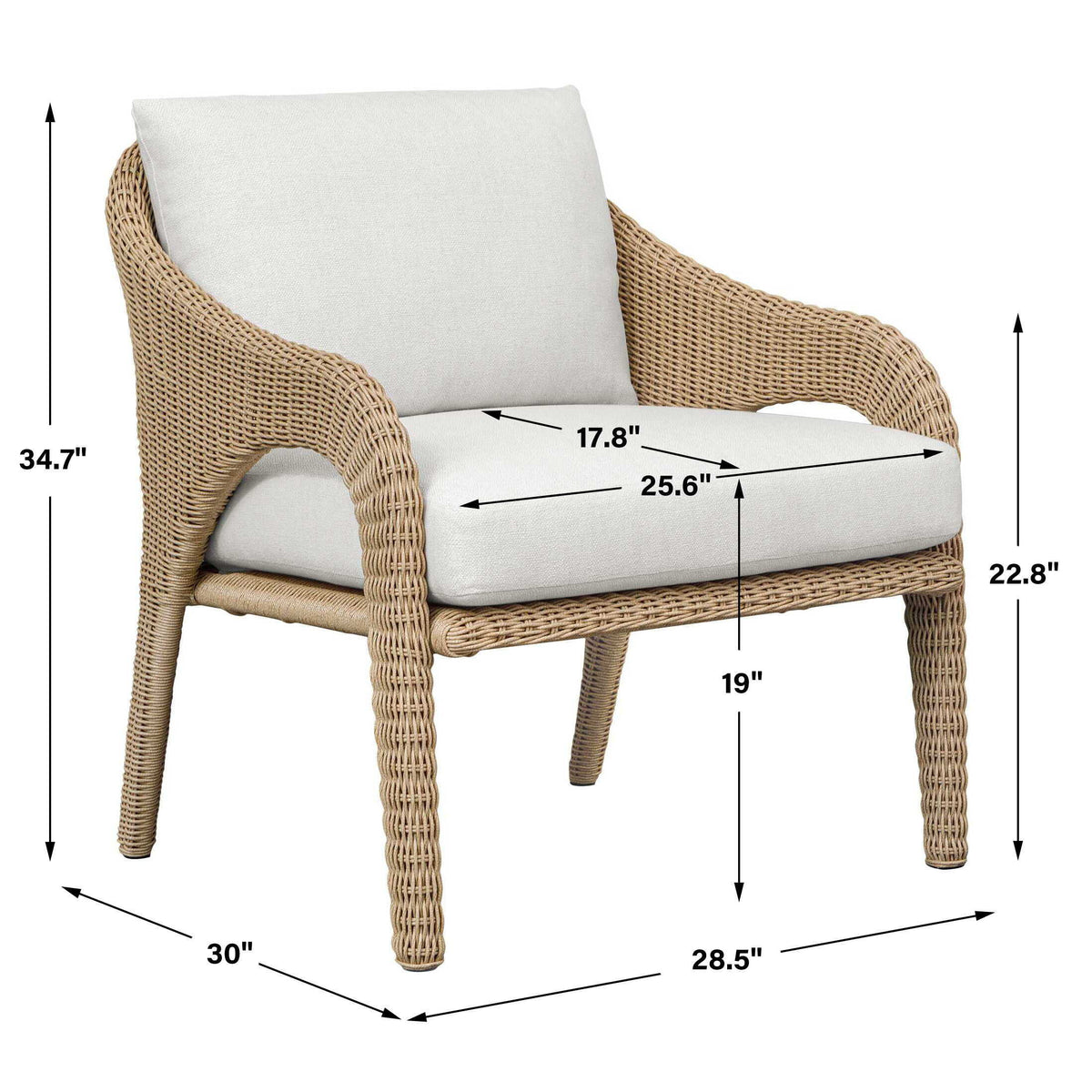 Kavali Outdoor Wicker Lounge Chair Woodtone - Light Brown by Uttermost - View 14