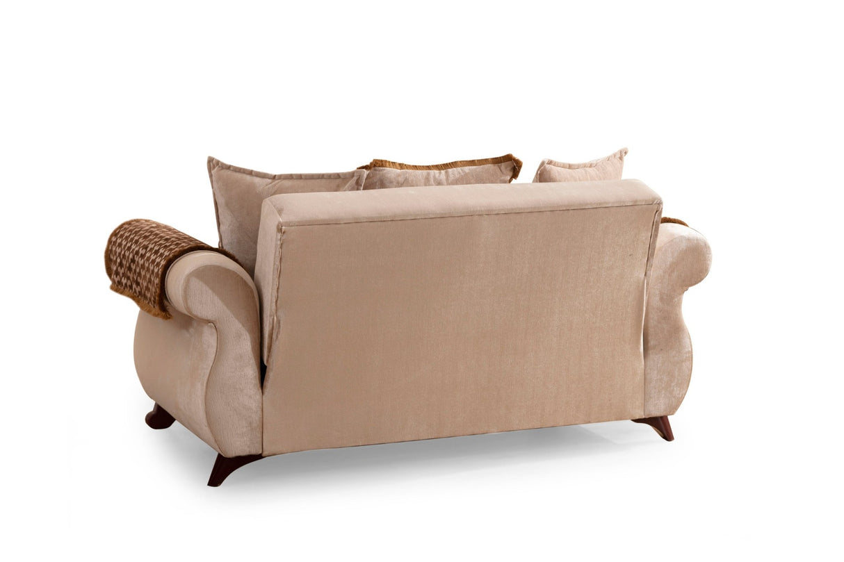 Carmen Loveseat Made With Chenille Upholstery in Beige Color - B009S00973 - Home Elegance USA - 3