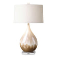 Flavian Glazed Ceramic Lamp - Light Brown / White by Uttermost - View 1