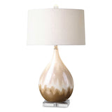 Flavian Glazed Ceramic Lamp - Light Brown / White by Uttermost - View 1