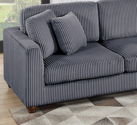 Contemporary 2pc Sectional Set XL Plush Corduroy Fabric Dark Gray LAF Sofa RAF Round Chaise w Pillows Living Room Couch - sold by Home Elegance USA