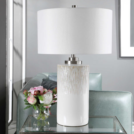 Georgios Cylinder Table Lamp - White by Uttermost - View 4