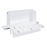 Queen Size Murphy Bed with USB Port and removable Shelves on Each Side,White - Home Elegance USA