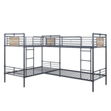 Cordelia Sandy Black, Dark Bronze Hand-Brushed Finish Quadruple Twin Bunk Bed - sold by Home Elegance USA
