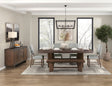 Walnut Finish Modern Dining Set 6pc Table with Self-Storing Extension Leaf Bench 4x Chairs Upholstered Wooden Furniture - sold by Home Elegance USA