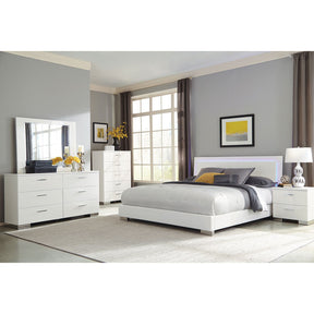 Dulcey White High Gloss 5-piece Eastern King Bedroom Set - sold by Home Elegance USA