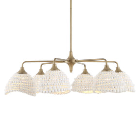 Biddeford 6 Light Beaded Pendant - Gold / White by Uttermost - View 1