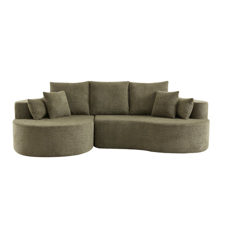 106 in. 2 - Piece Fabric Cloud Curved Sectional Boucle Sofa,CHAISE LOUNGE, FOREST GREEN - sold by Home Elegance USA