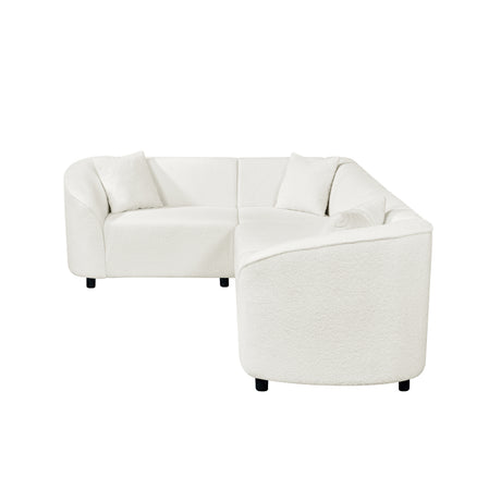 104' L-Shaped Curved Contemporary Sectional Sofa in Beige: Plush 4-Seater, Sculptural Design & Premium Bouclé Upholstery – Modern Luxury for Spacious Living - sold by Home Elegance USA