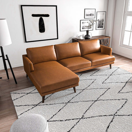 Lore  L-Shaped Genuine Leather Sectional In Tan Left Facing - sold by Home Elegance USA