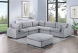 Dark Gray Color 6pc Modular Sectional Set Corduroy Upholstery Couch 3x Corner wedge 2x Armless Chairs 1x Ottoman Living Room Furniture - sold by Home Elegance USA
