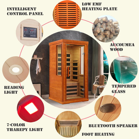 Home dry infrared  sauna  red light 1person - sold by Home Elegance USA
