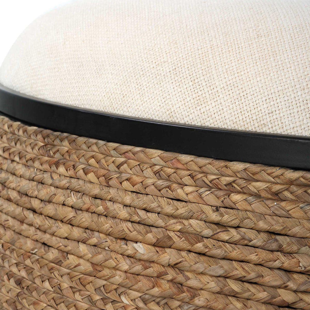 Island Straw Storage Ottoman / Coffee Table - Dark Brown / White by Uttermost - View 4